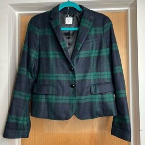 GAP Women’s Academy Blazer - Navy Blue and Black Plaid - Wool Blend.  Size:10